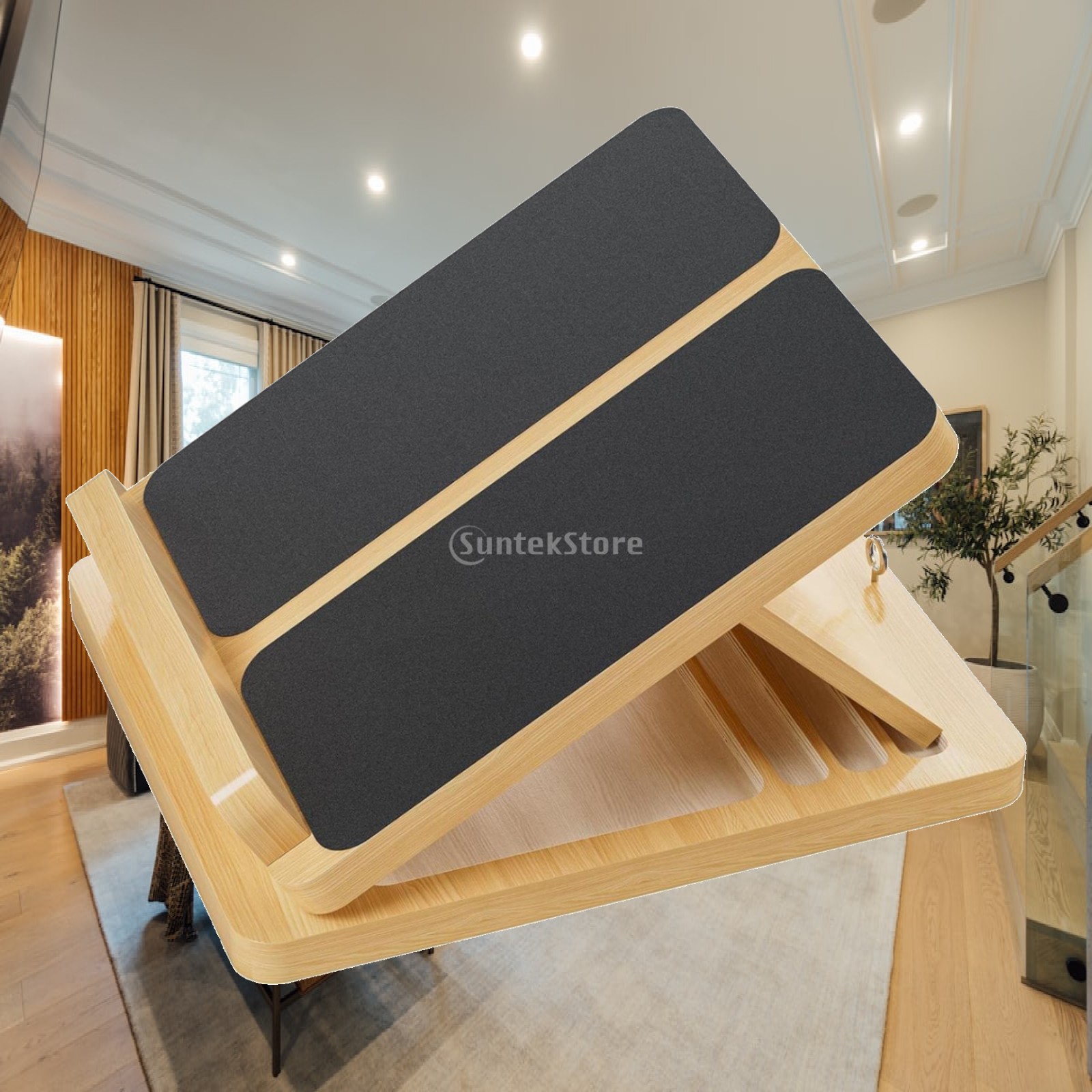 Home Gym Portable - Wadenstrecker Klappbares Holz-Schrägbrett mit Rutschfester Oberfläche