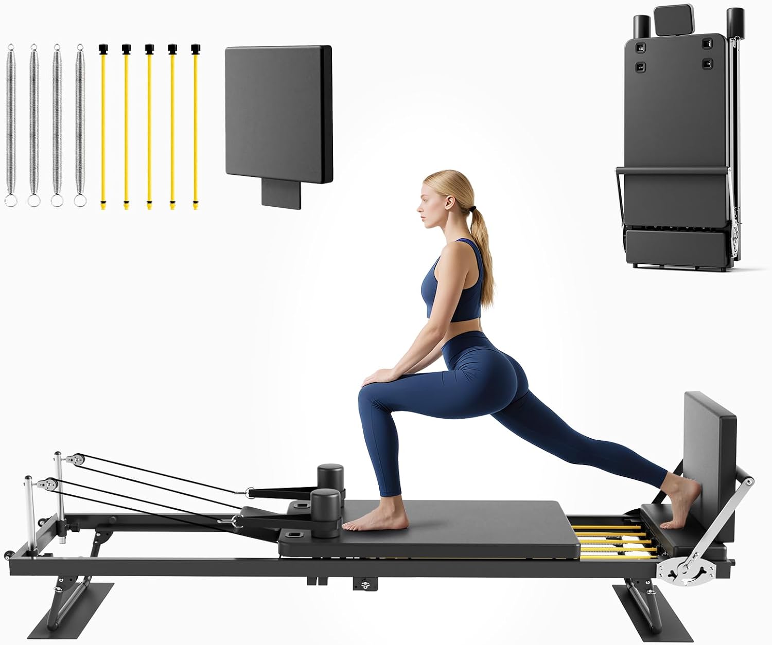 Leg Home Gym Workout - Faltbare Pilates-Reformer-Maschine, Fitnessgerät für das Heimtraining,