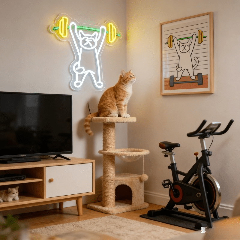 Katze beim Gewichtheben Neonsc – Home Gym Neon Sign Bewertung und Preis